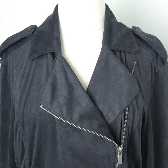 Lauren Conrad Gray Vegan Suede Moto Jacket- Plus Size - Picture 4 of 7
